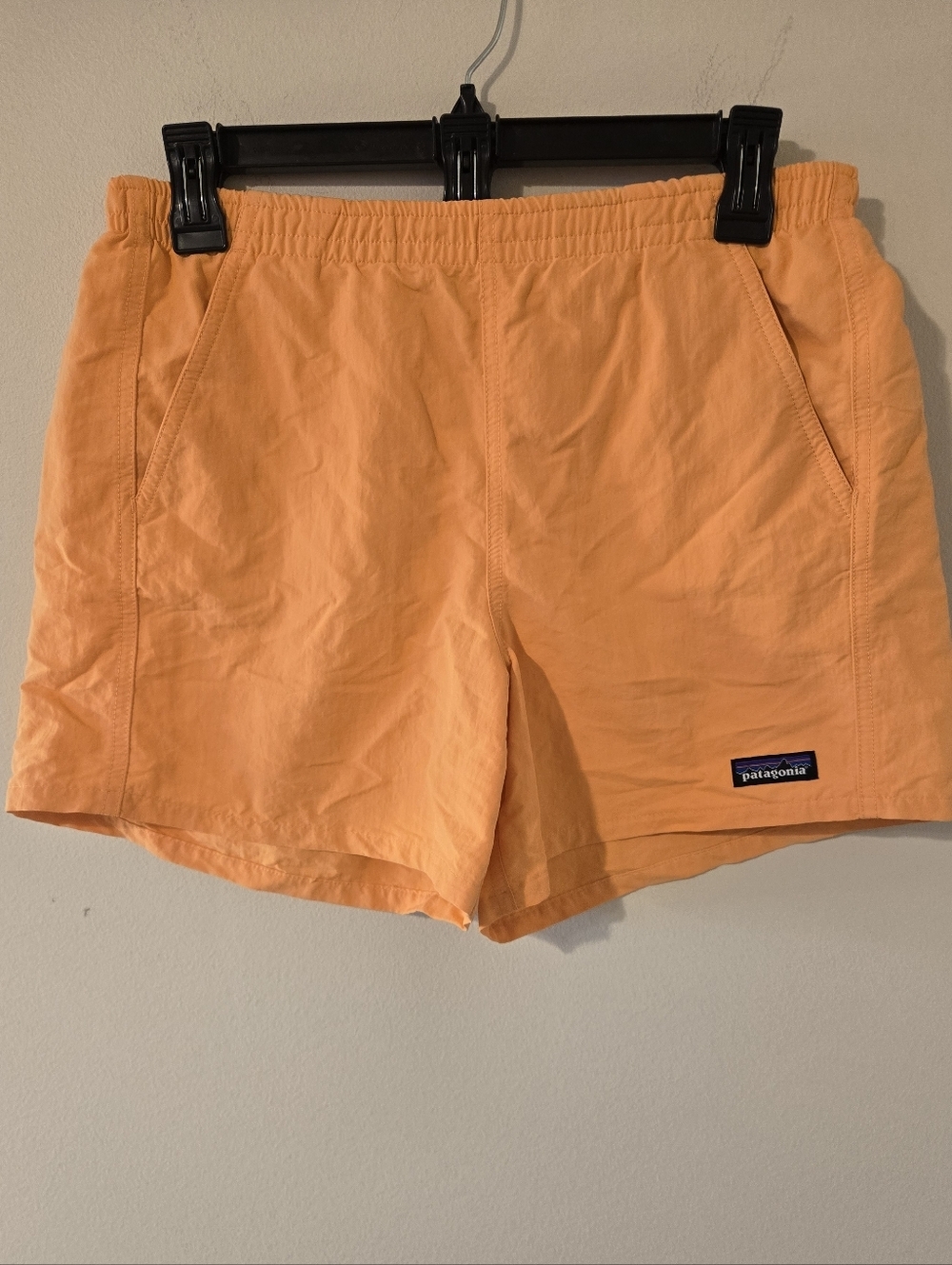 Patagonia Baggies Shorts Mens Small Orange 4" Netplus Swim Trunks Elastic Waist